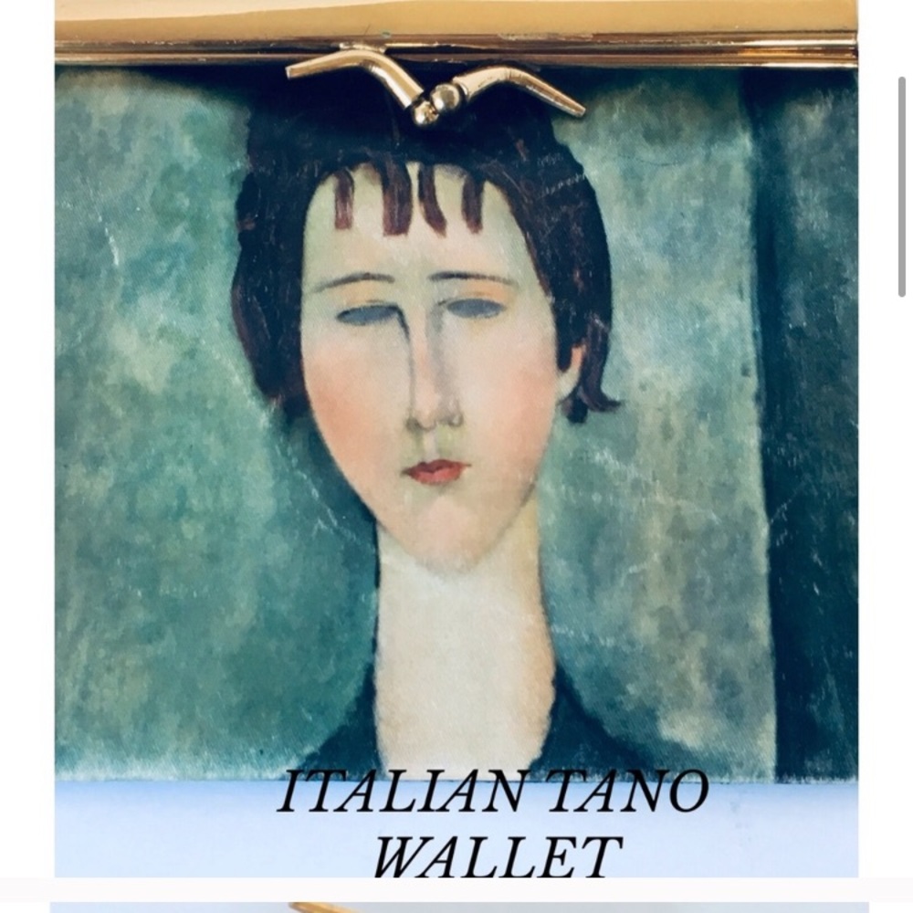 Tano Painted Portrait Wallet in Teal and Gold Frame